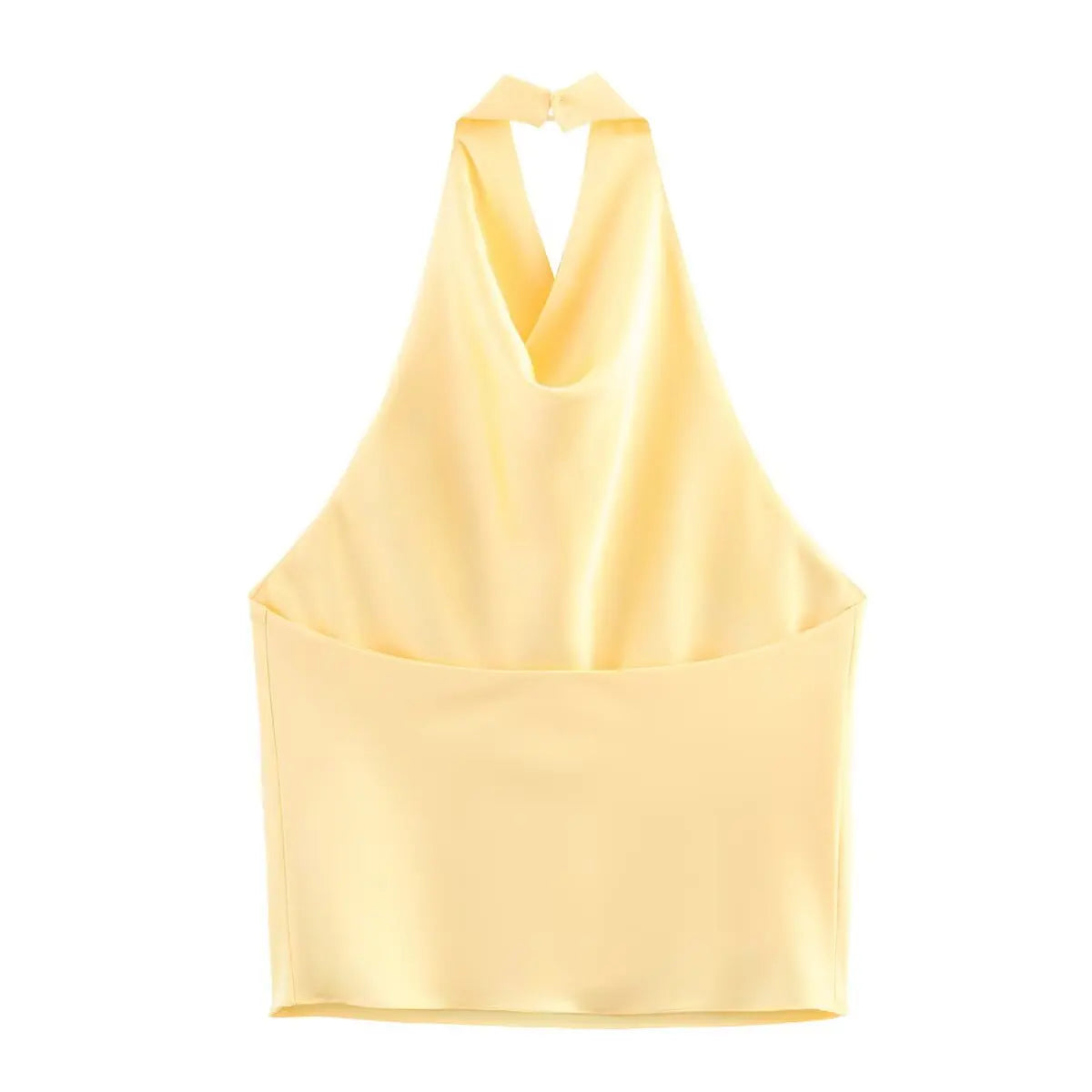 Women's Sleeveless Halter Top – Cowl Neck Open Back Cropped Summer Casual
