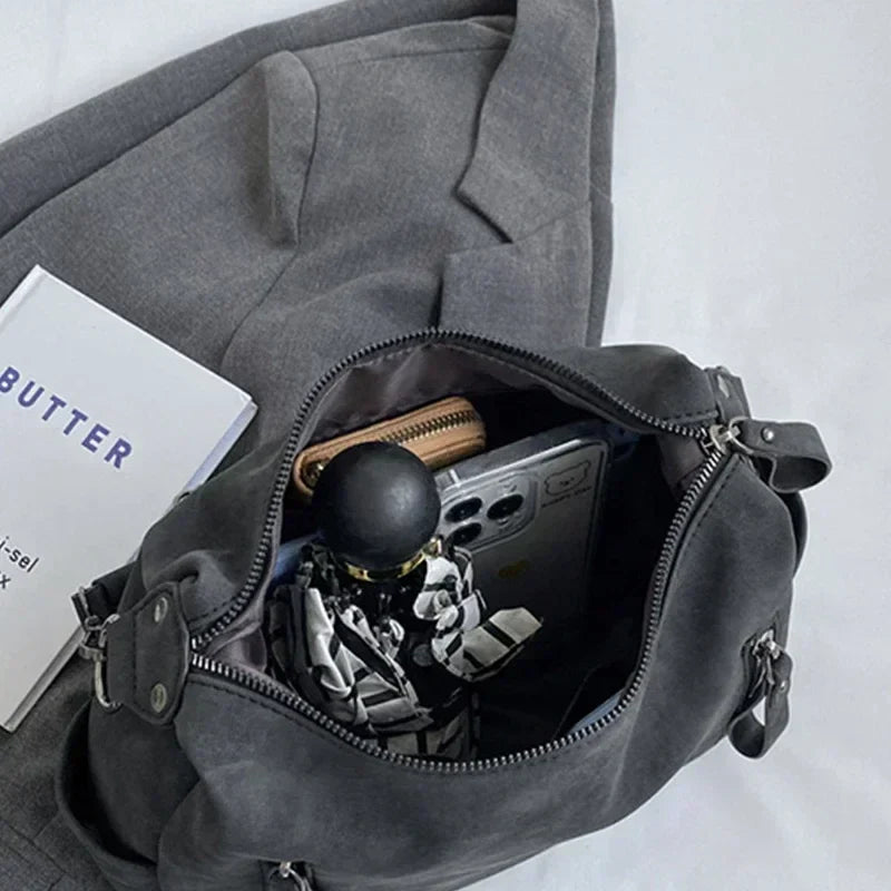 Women's Slouchy Hobo Shoulder Bag – Dual Zip Pocket Everyday Carry
