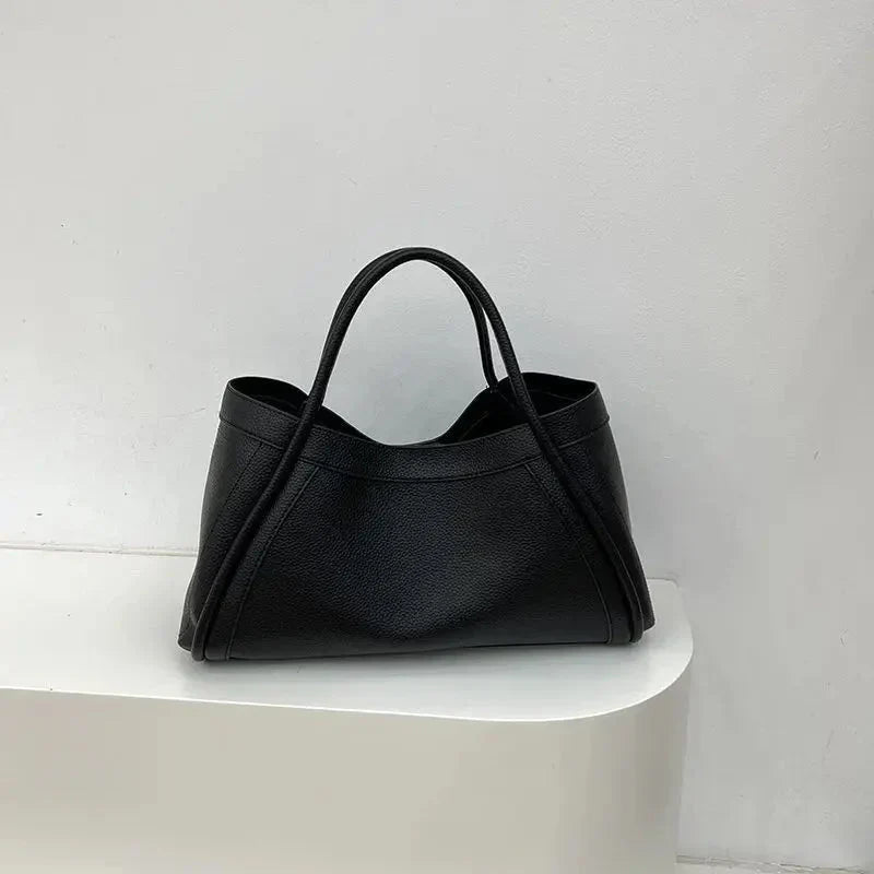 Women's Structured Carryall Shoulder Tote Bag – Open Top Pebbled Everyday