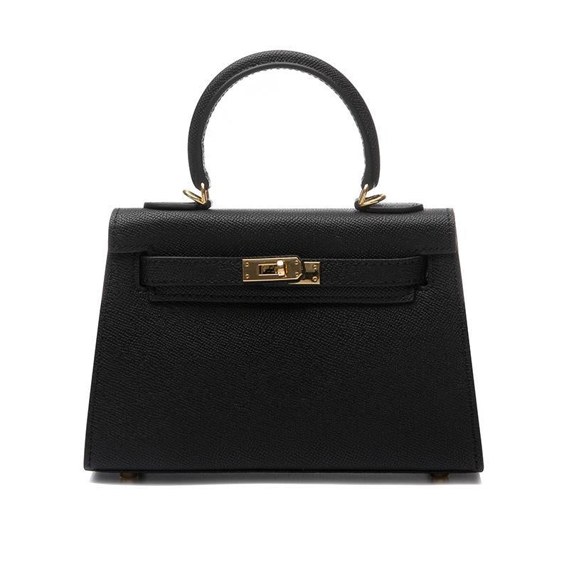 Women's Top Handle Crossbody Bag – Turn Lock Flap Structured Casual