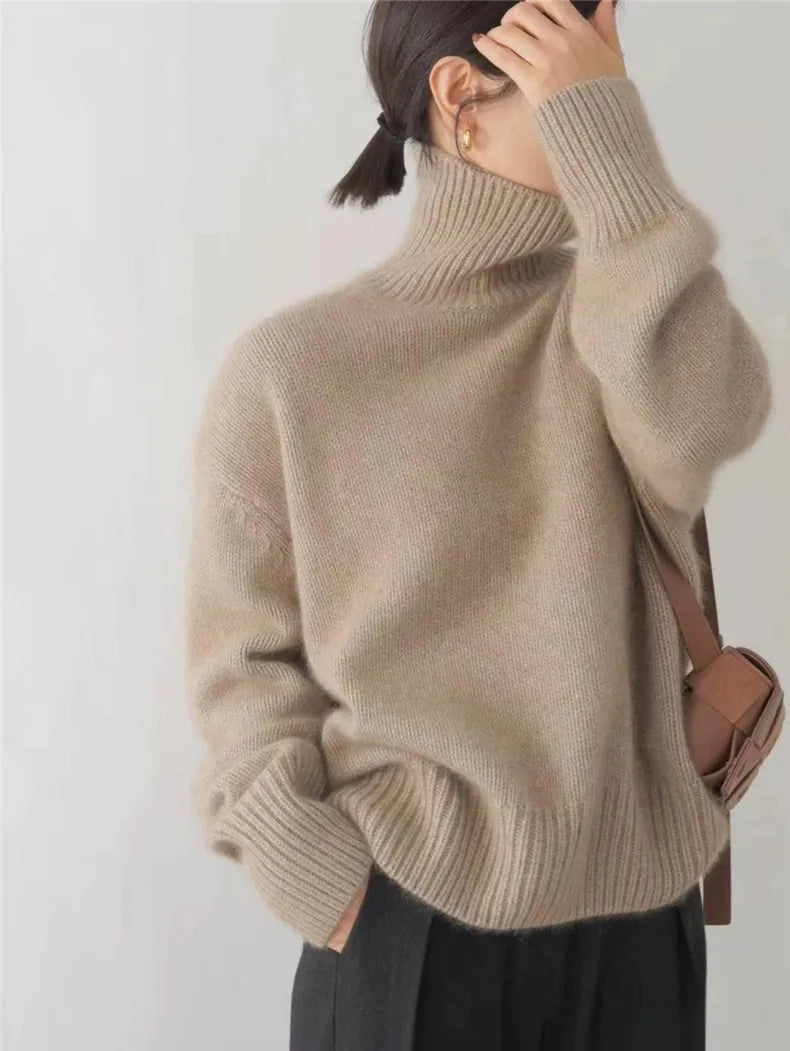 Women's Turtleneck Long Sleeve Sweater – Knit Pullover Street