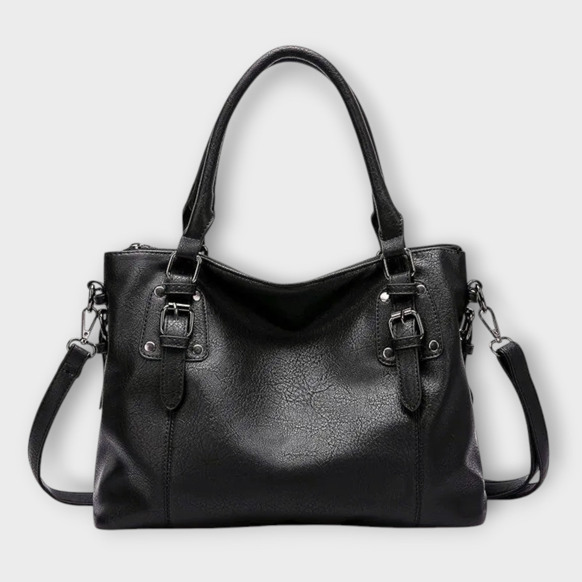 Women's Vintage Shoulder Bag – Buckle Detail Top Handle Crossbody Work Tote