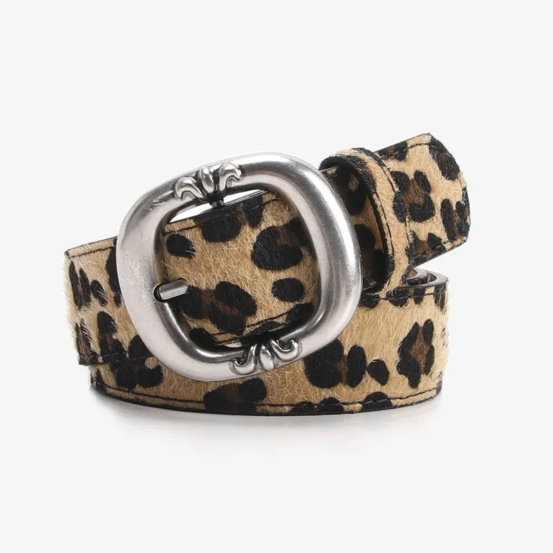 Women's Wide Faux Leather Belt – Oval Pin Buckle Pebbled Everyday Casual