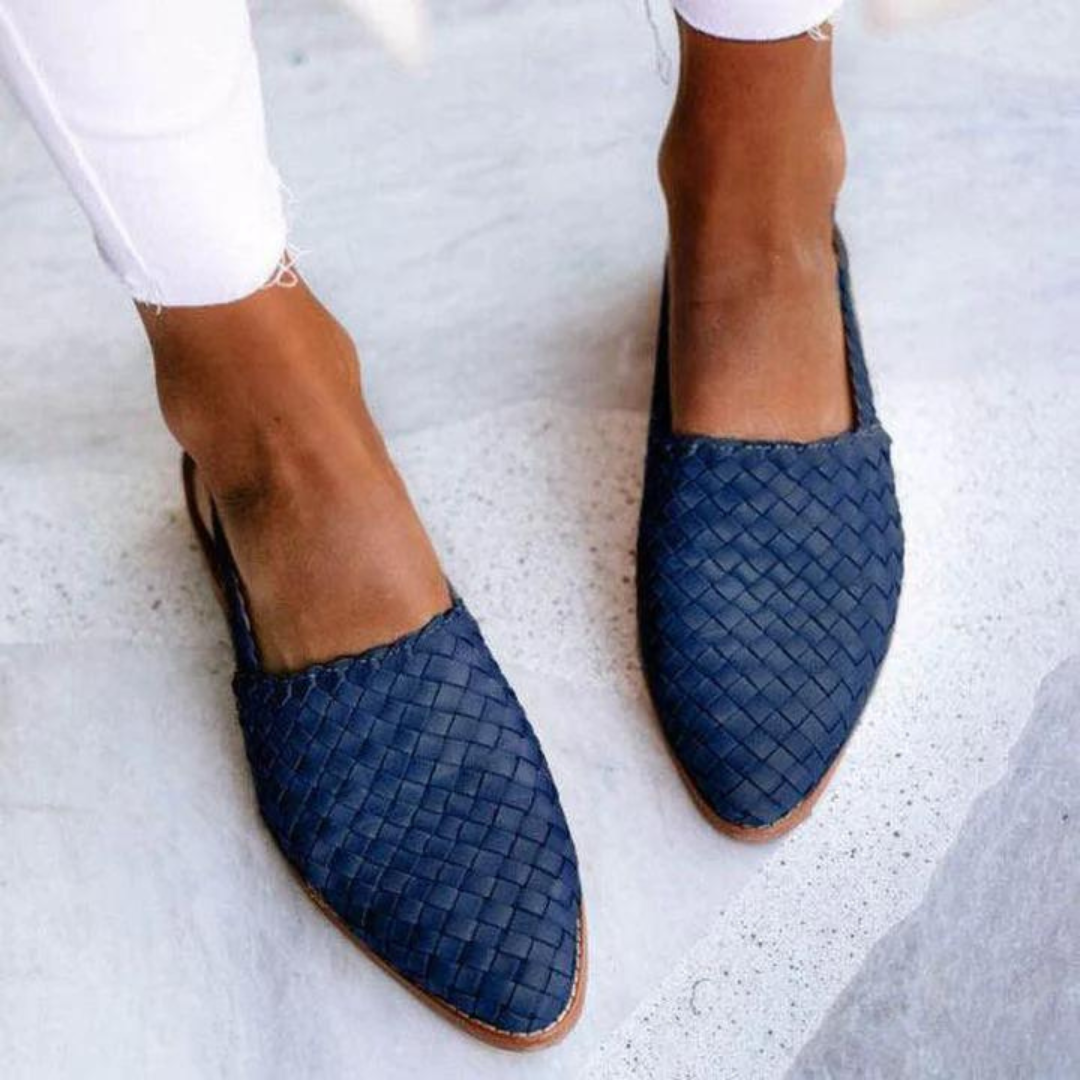 Women's Woven Slingback Loafer – Closed Toe Flat Buckle Casual Summer