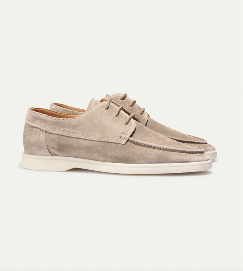 Men's Apron Toe Lace Up Loafer Shoes – Moc Toe Sneaker Sole Smart Casual