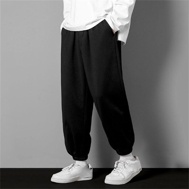 Men's Baggy Sweatpants – Drawstring Waist Ribbed Cuff Ankle Streetwear Lounge