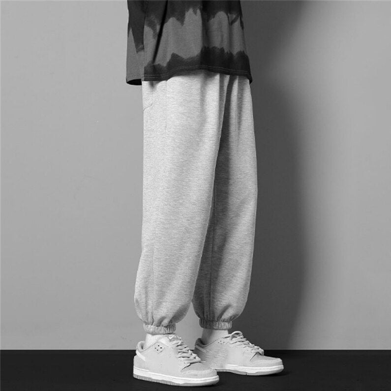 Men's Baggy Sweatpants – Drawstring Waist Ribbed Cuff Ankle Streetwear Lounge