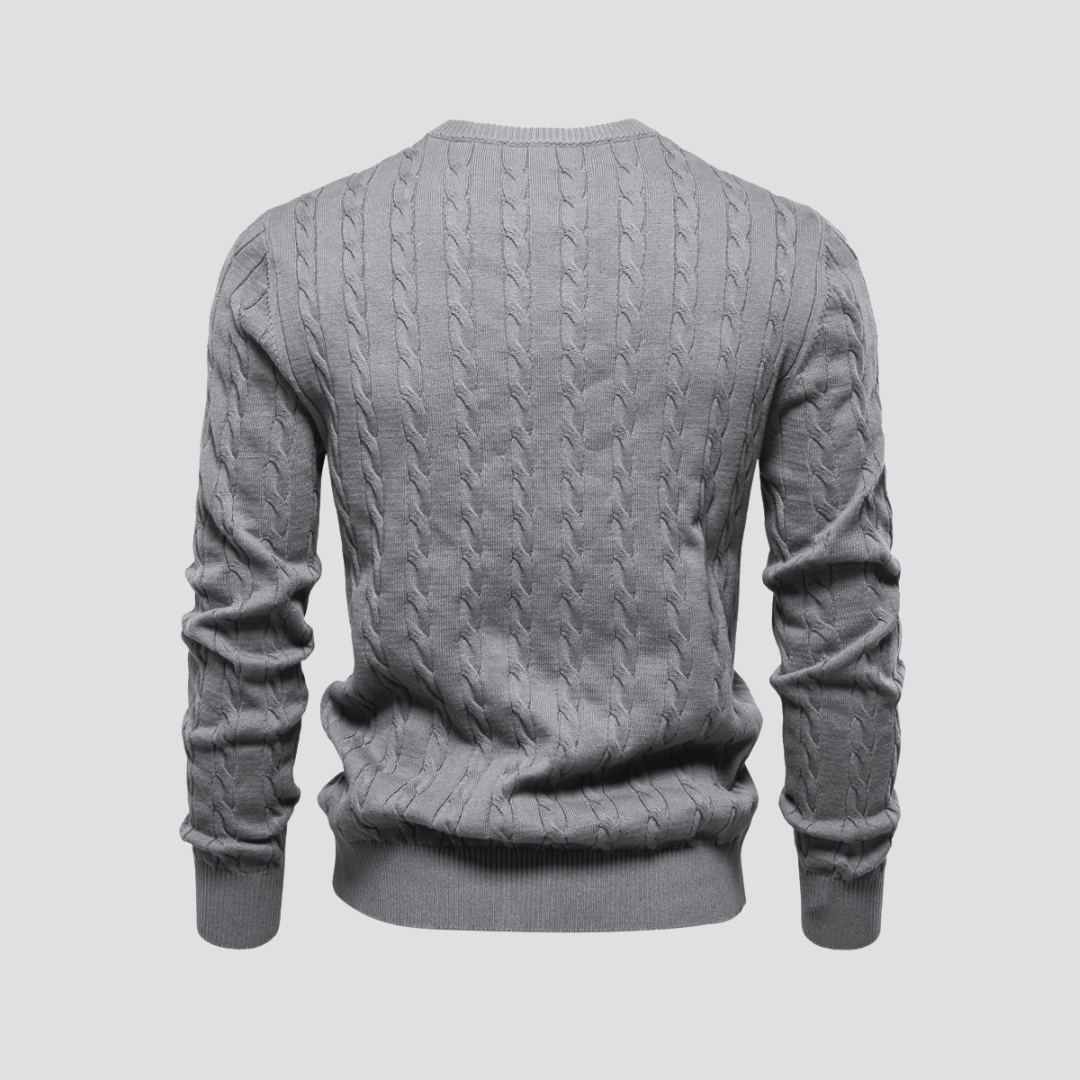 Men's Cable Knit Crew Neck Sweater – Long Sleeve Smart Casual Everyday Wear