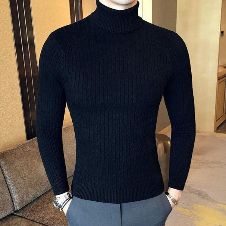 Men's Cable Knit Turtleneck Sweater – Long Sleeve Smart Casual Everyday Wear