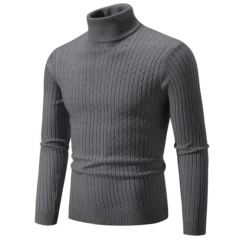 Men's Cable Knit Turtleneck Sweater – Long Sleeve Smart Casual Everyday Wear