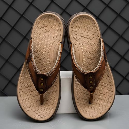 Men's Casual Open Toe Wide Strap Flip Flops – Thong Sandal Thick Platform Beach