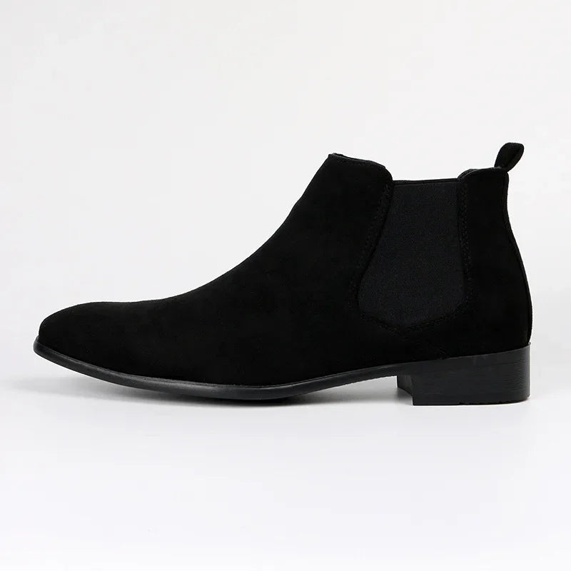 Men's Chelsea Ankle Boots – Slip-On Elastic Panel Low Heel Casual