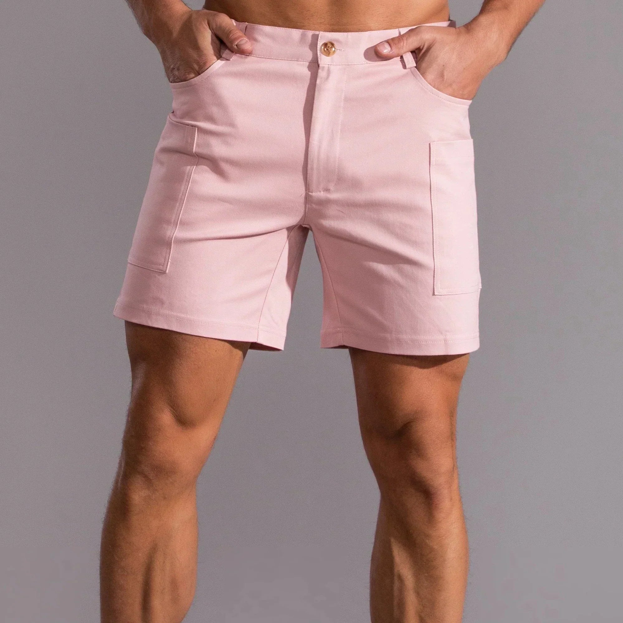 Men's Chino Shorts – Button Fly Patch Pocket Short Length Summer Casual