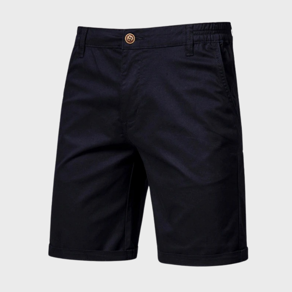Men's Chino Shorts – Pull On Button Fly Back Pocket Mid Length Casual
