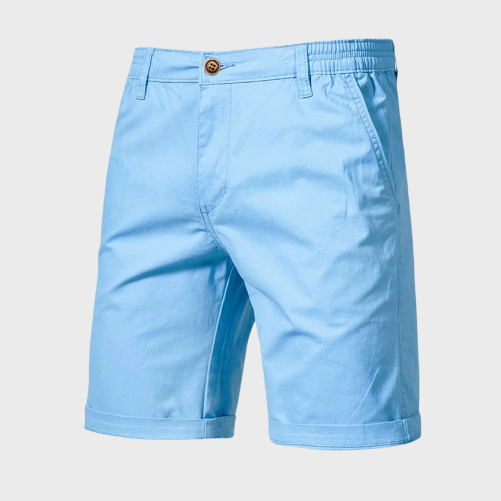 Men's Chino Shorts – Pull On Button Fly Back Pocket Mid Length Casual