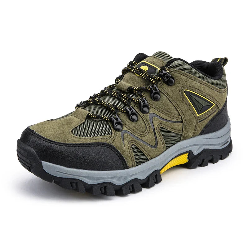 Men's Closed Toe Lace-Up Hiking Shoes – Low Cut Suede Mesh Outdoor Trail