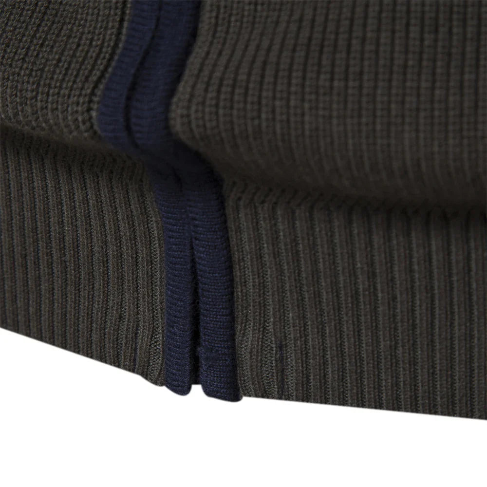 Men's Color Block Full Zip Cardigan – Stand Collar Long Sleeve Everyday Wear