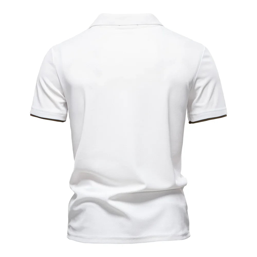 Men's Color Block Polo Shirt – Open Placket Embroidered Giraffe Golf