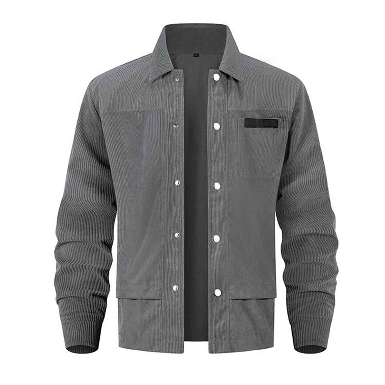 Men's Corduroy Solid Shacket – Snap Button Chest Pocket Casual Wear