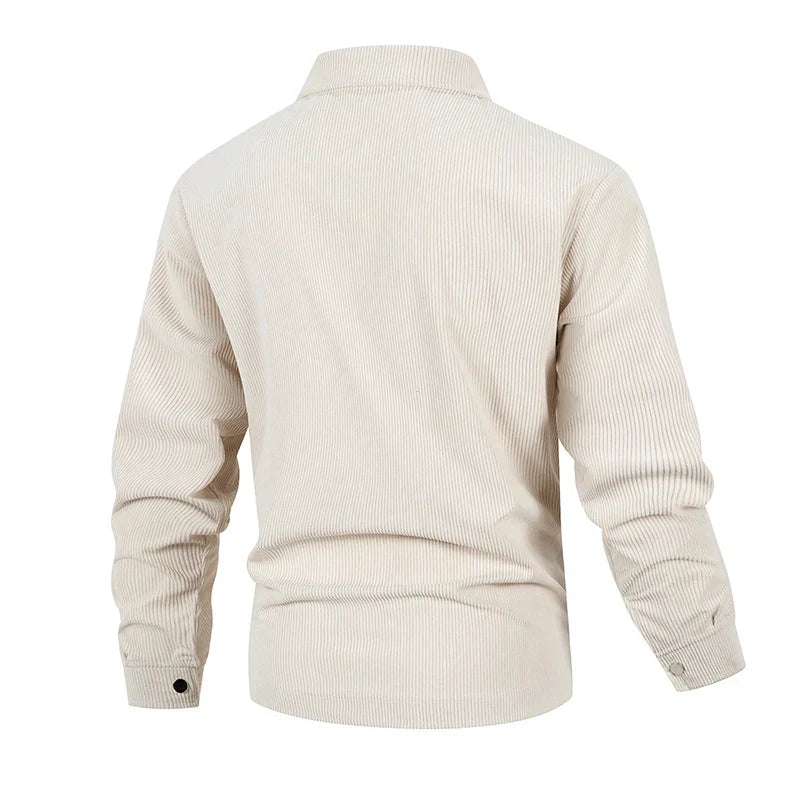 Men's Corduroy Solid Shacket – Snap Button Chest Pocket Casual Wear