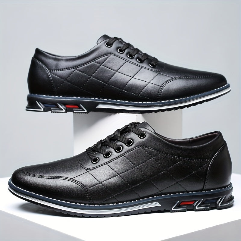 Men's Diamond Quilted Lace Up Oxford Shoes – Round Toe Casual Smart Dress