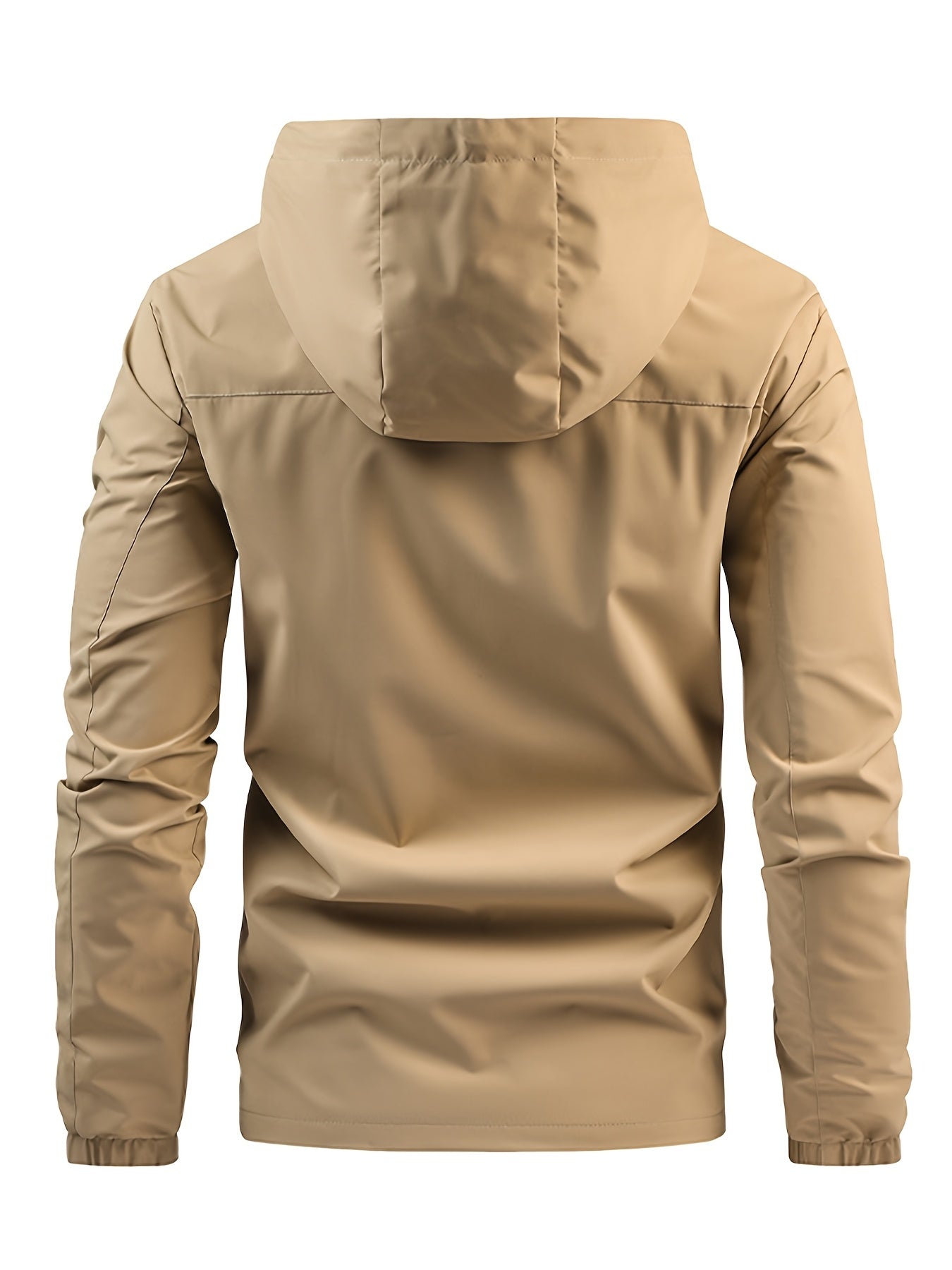 Men's Hooded Zip Front Windbreaker Jacket – Chest Pocket Long Sleeve Outdoor Wear