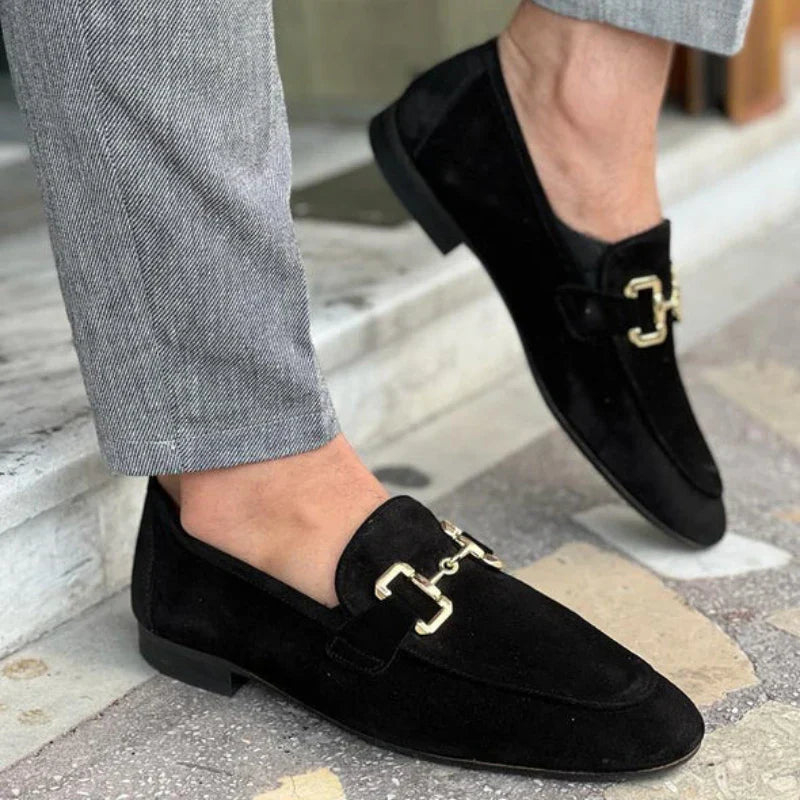 Men's Horsebit Slip-On Loafers – Round Toe Flat Heel Smart Casual Shoes