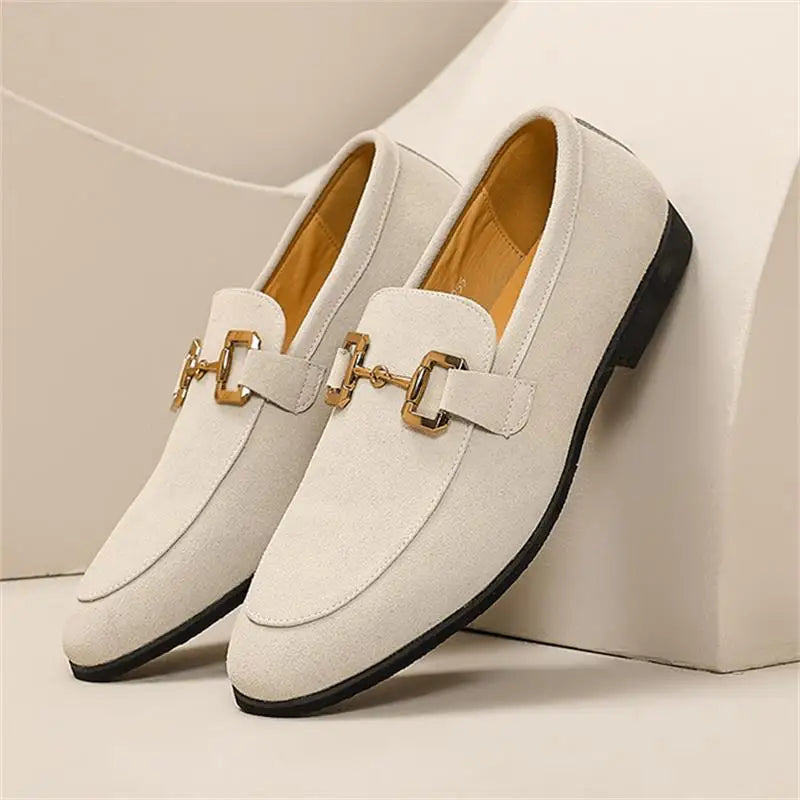 Men's Horsebit Slip-On Loafers – Round Toe Flat Heel Smart Casual Shoes