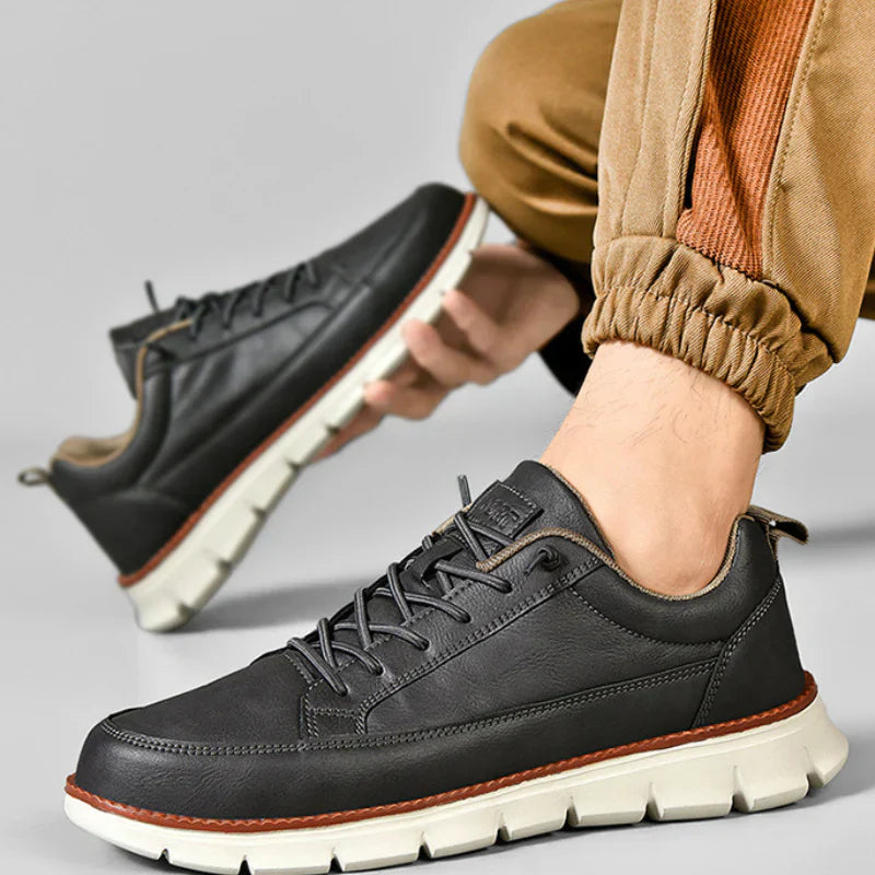 Men's Lace Up Low Top Casual Sneakers – Plain Moc Toe Chunky Sole Everyday