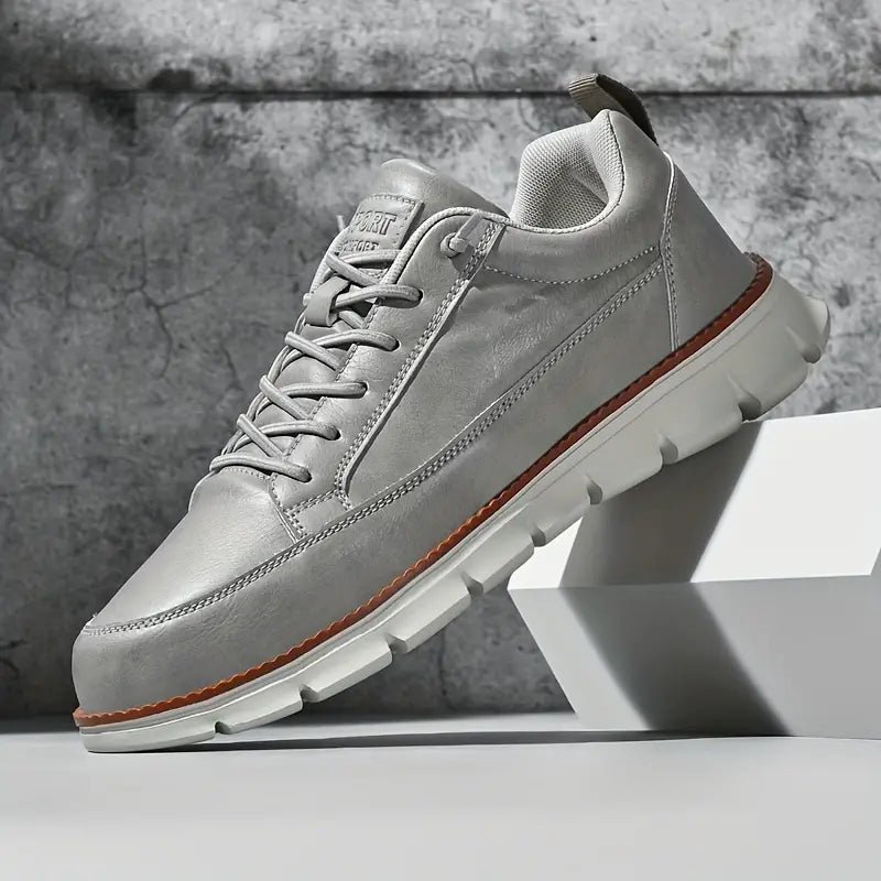 Men's Lace Up Low Top Casual Sneakers – Plain Moc Toe Chunky Sole Everyday