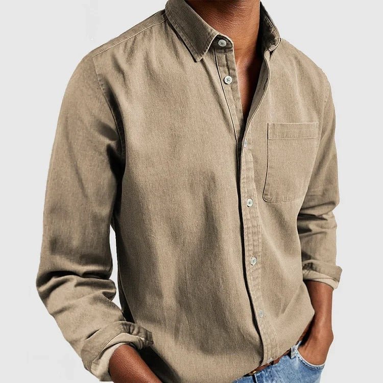 Men's Long Sleeve Button Down Shirt – Point Collar Chest Pocket Smart Casual