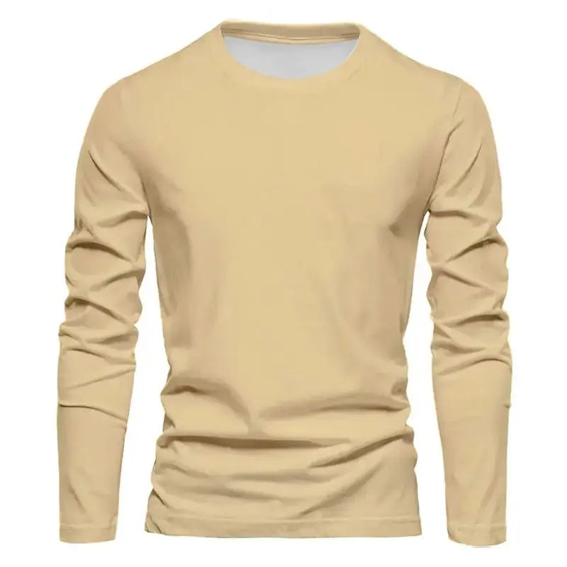 Men's Long Sleeve Crew Neck T-Shirt – Round Collar Plain Everyday Casual