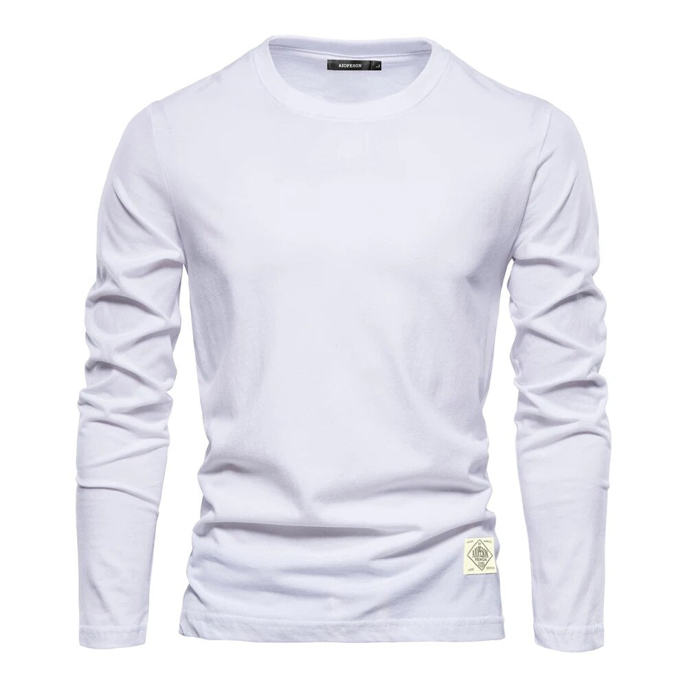 Men's Long Sleeve Crew Neck T-Shirt – Unprinted Woven Label Everyday