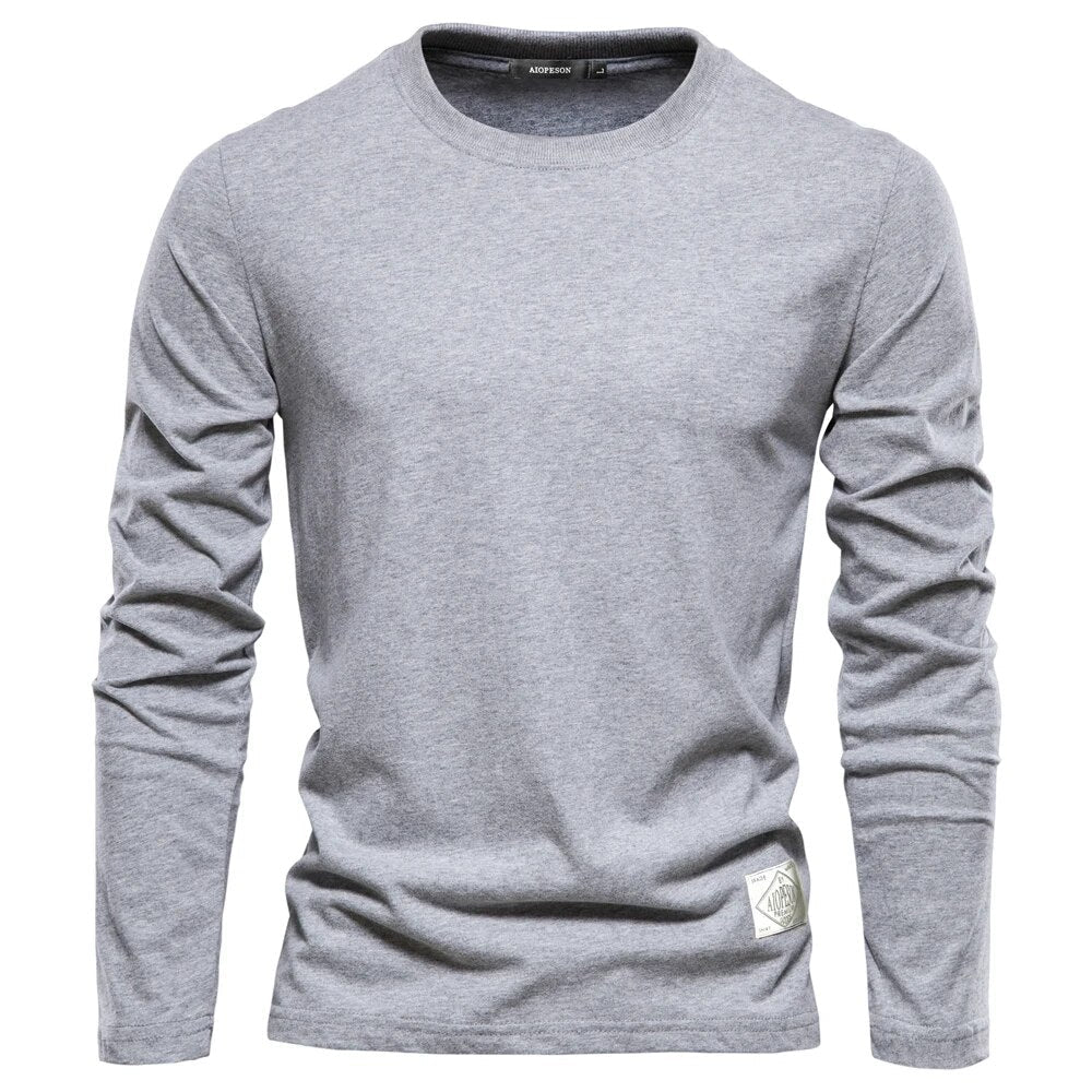 Men's Long Sleeve Crew Neck T-Shirt – Unprinted Woven Label Everyday