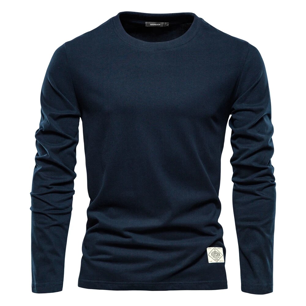 Men's Long Sleeve Crew Neck T-Shirt – Unprinted Woven Label Everyday