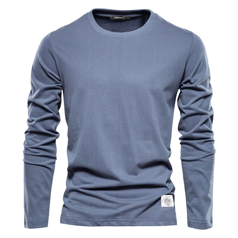 Men's Long Sleeve Crew Neck T-Shirt – Unprinted Woven Label Everyday