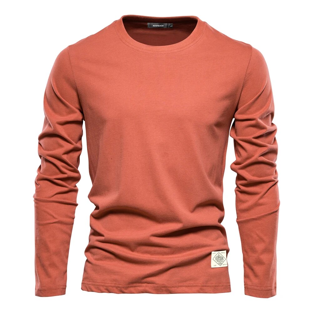 Men's Long Sleeve Crew Neck T-Shirt – Unprinted Woven Label Everyday