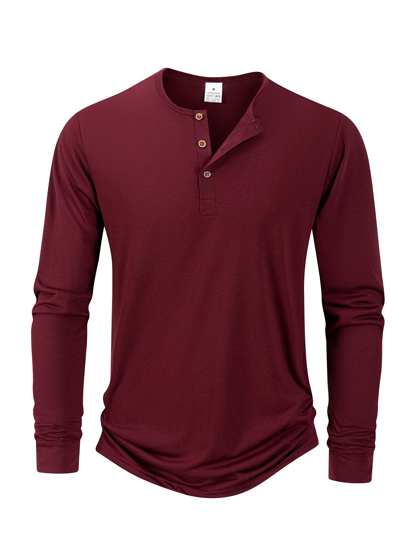 Men's Long Sleeve Henley T-Shirt – Button Placket Round Neck Casual Everyday