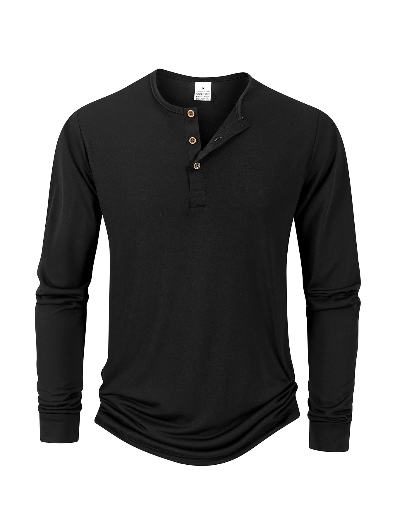 Men's Long Sleeve Henley T-Shirt – Button Placket Round Neck Casual Everyday