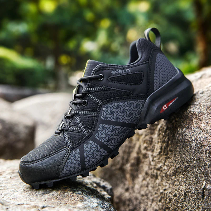 Men's Low Top Lace Up Hiking Shoes – Mesh Upper Lugged Sole Trail Trekking