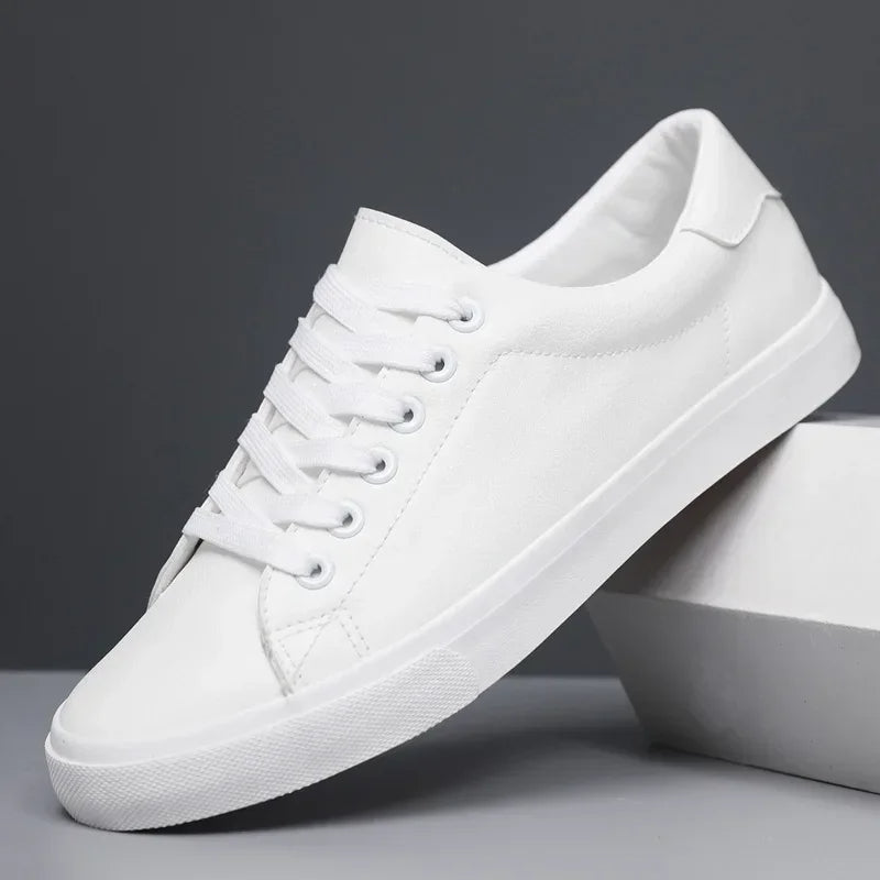 Men's Low Top Lace Up Sneakers – Plain Toe Flat Sole Casual Street Style