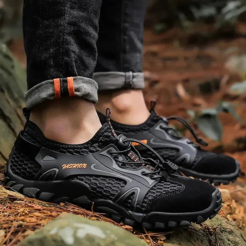 Men's Low Top Mesh Hiking Shoes – Lace Up Closed Toe Trail Sneaker