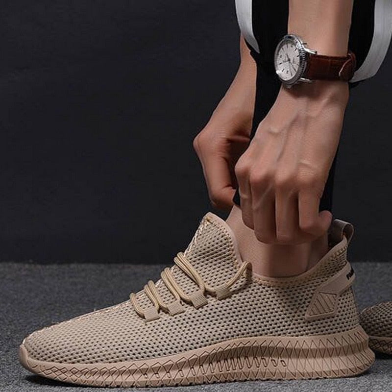 Men's Low Top Mesh Sneakers – Lace Up Knit Upper Casual Athletic Shoes