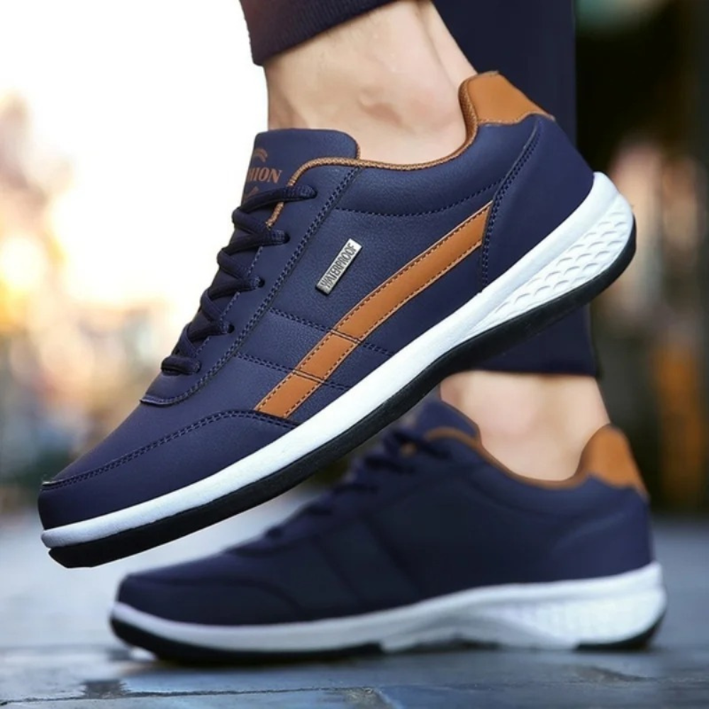 Men's Low Top Sneakers – Lace Up Contrast Panel Round Toe Everyday