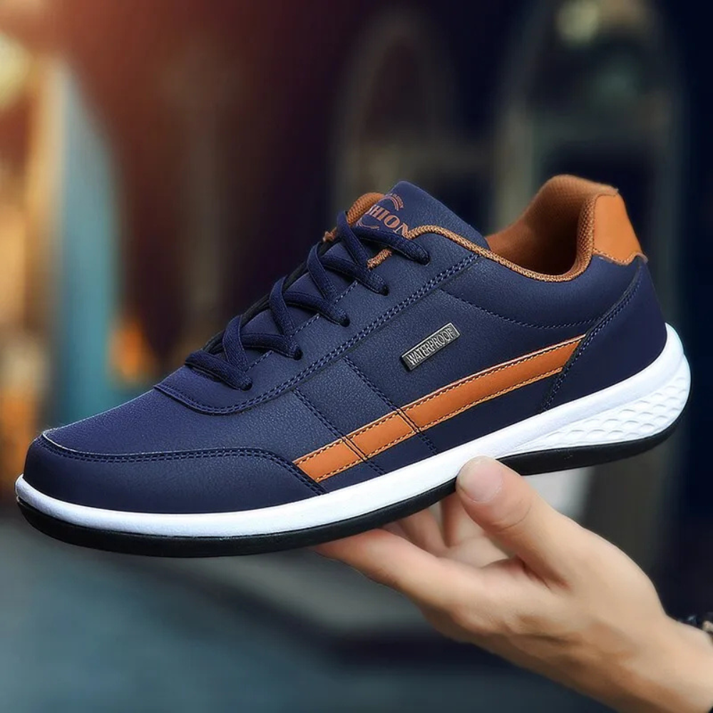 Men's Low Top Sneakers – Lace Up Contrast Panel Round Toe Everyday