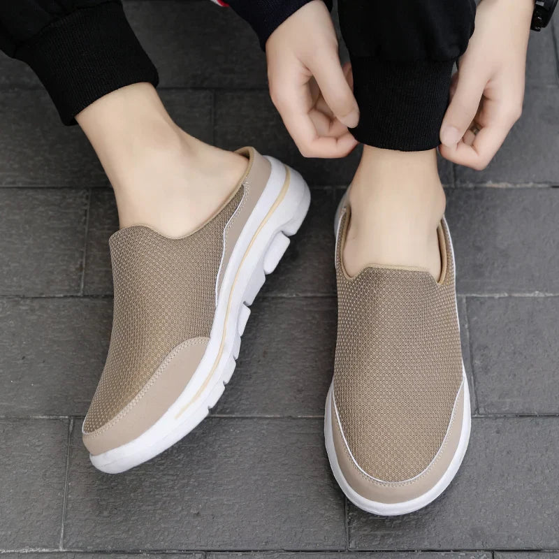 Men's Mesh Closed Toe Slip On Mule – Chunky Sole Backless Casual Sandal