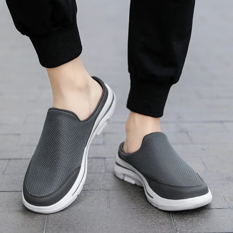 Men's Mesh Closed Toe Slip On Mule – Chunky Sole Backless Casual Sandal