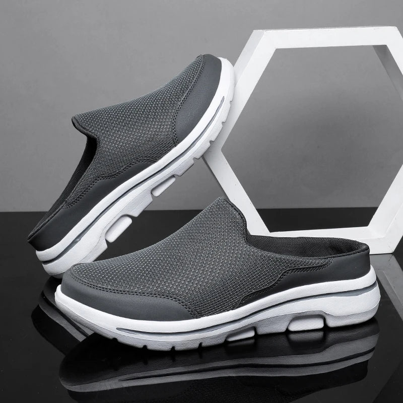Men's Mesh Closed Toe Slip On Mule – Chunky Sole Backless Casual Sandal