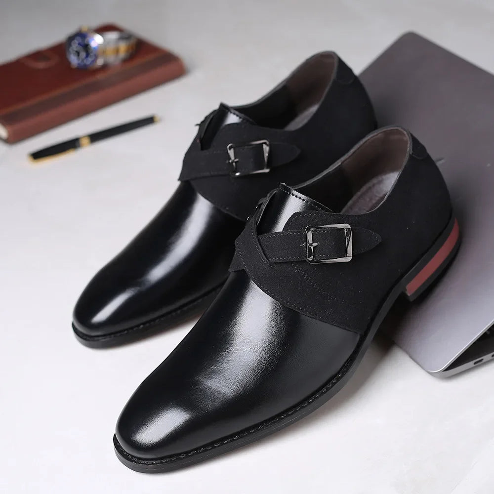 Men's Monk Strap Two Tone Dress Shoes – Double Buckle Pointed Toe Oxford