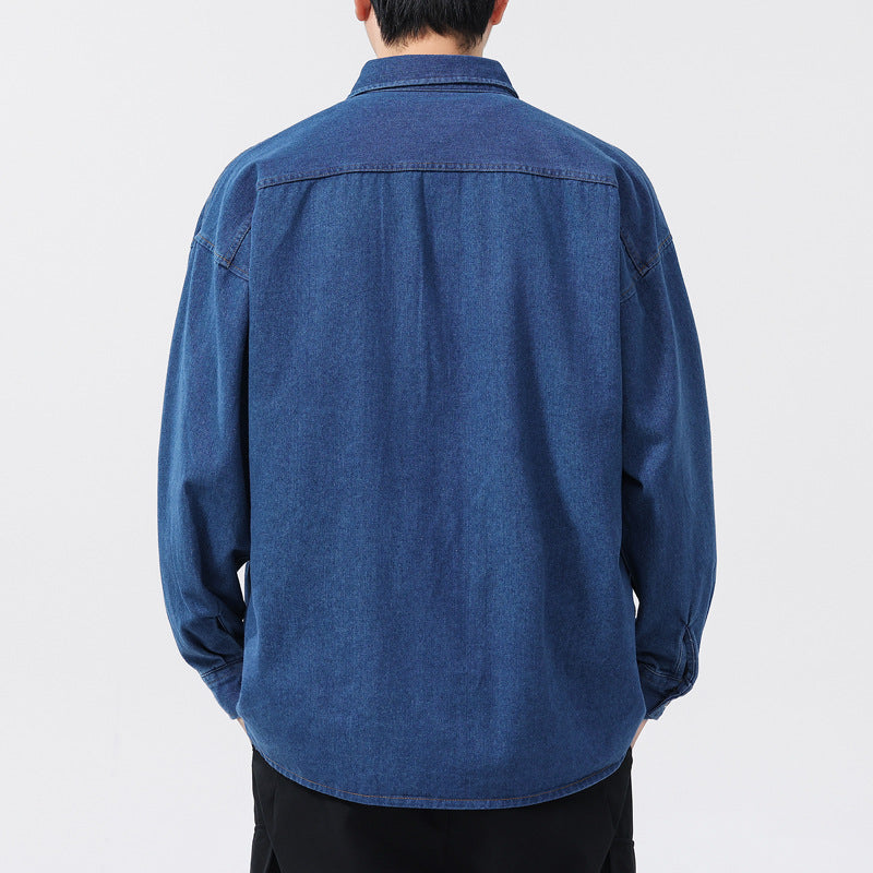 Men's Oversized Denim Shirt Jacket – Button Front Dual Chest Pocket Casual